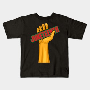 Raised Hand Raise Your Fist Freedom Day Logo Juneteenth Kids T-Shirt